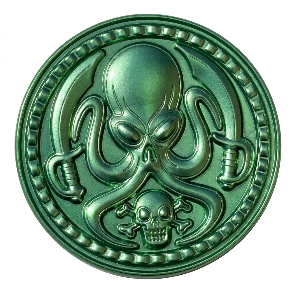DHTP Octo Green Coin Slap - 2" shiny